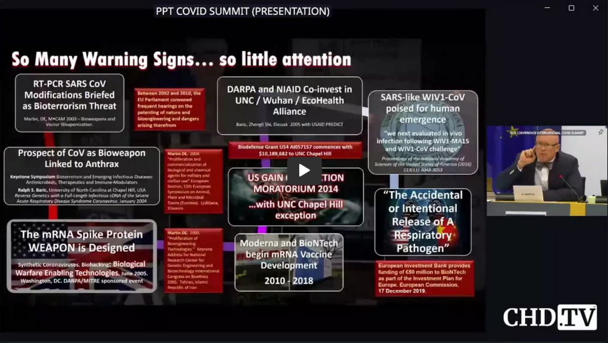 Dr David E. Martin PhD Speaker Covid Summit European Union Parliament May 2023 Voice Media